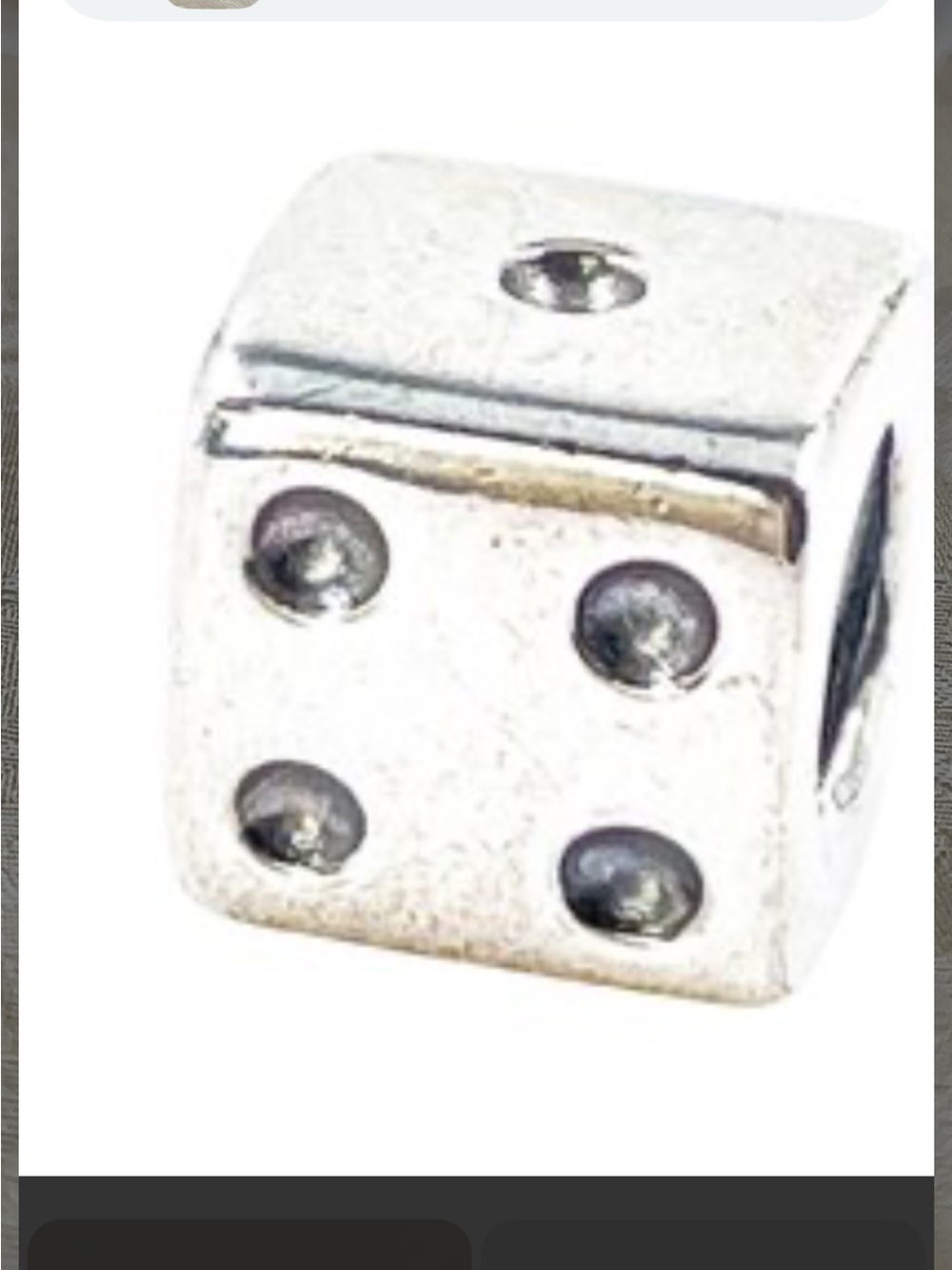 Pandora Silver Dice Charm Bead. Retired